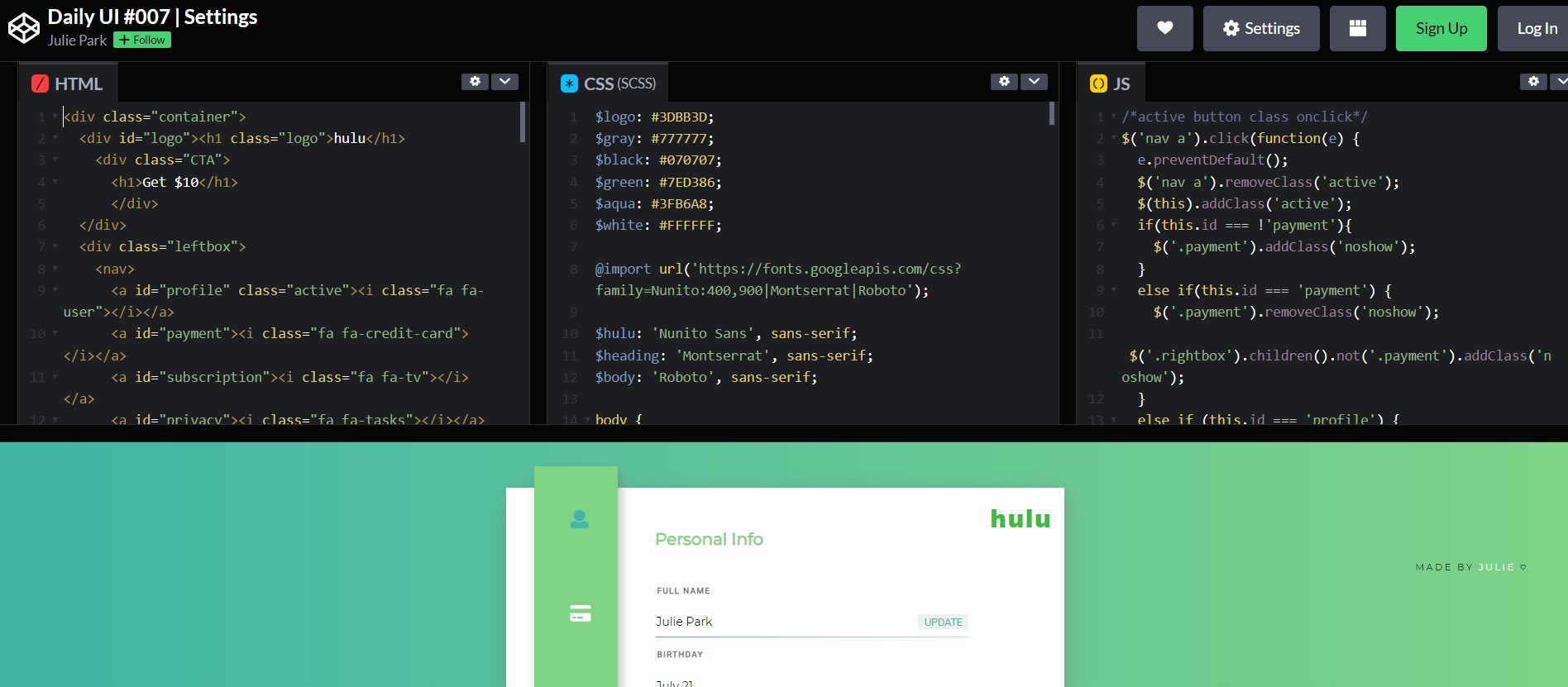 код CSS для меню