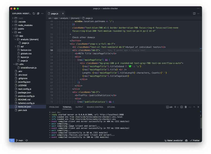 API сервиса для анализа сайта онлайн