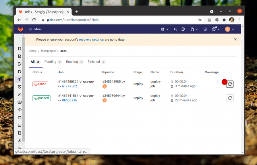 Перезапускаем задачу