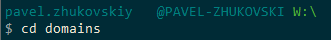 Далее в консоли переходим в папку domains Далее в консоли переходим в папку domains