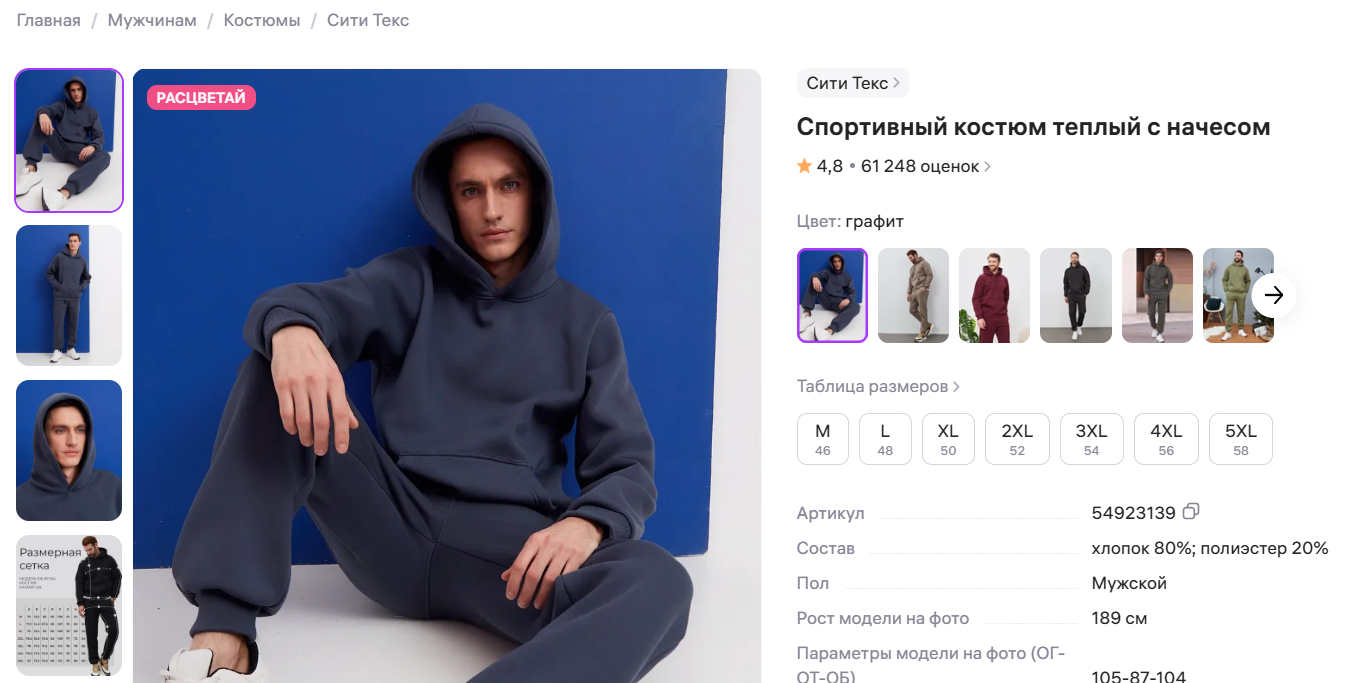 Пример карточки на маркетплейсе, которая находится в топе