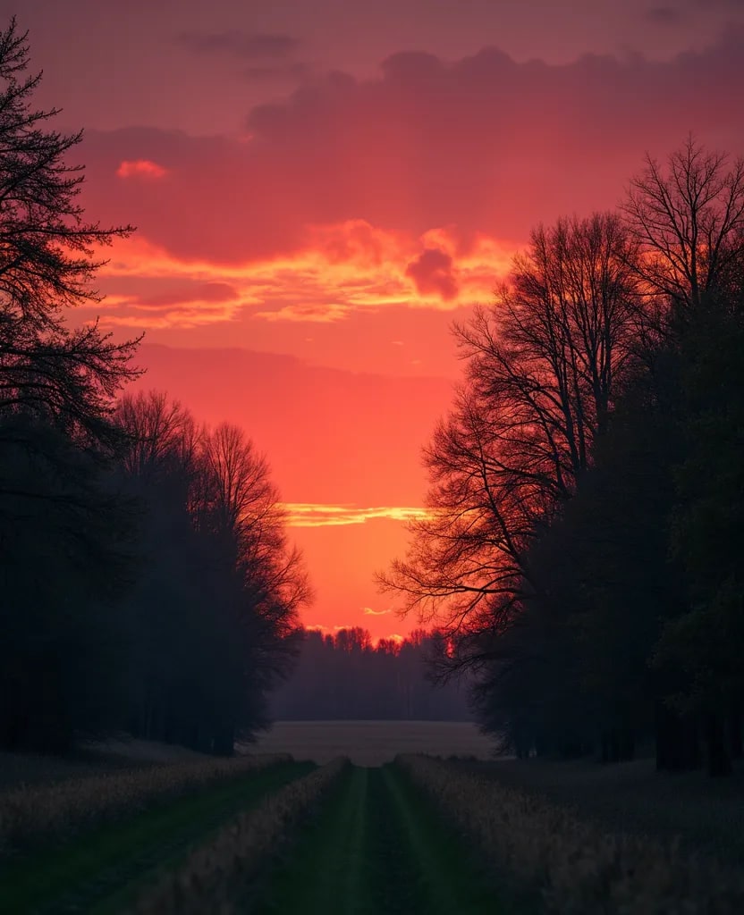 Малиновый закат by FLUX AI