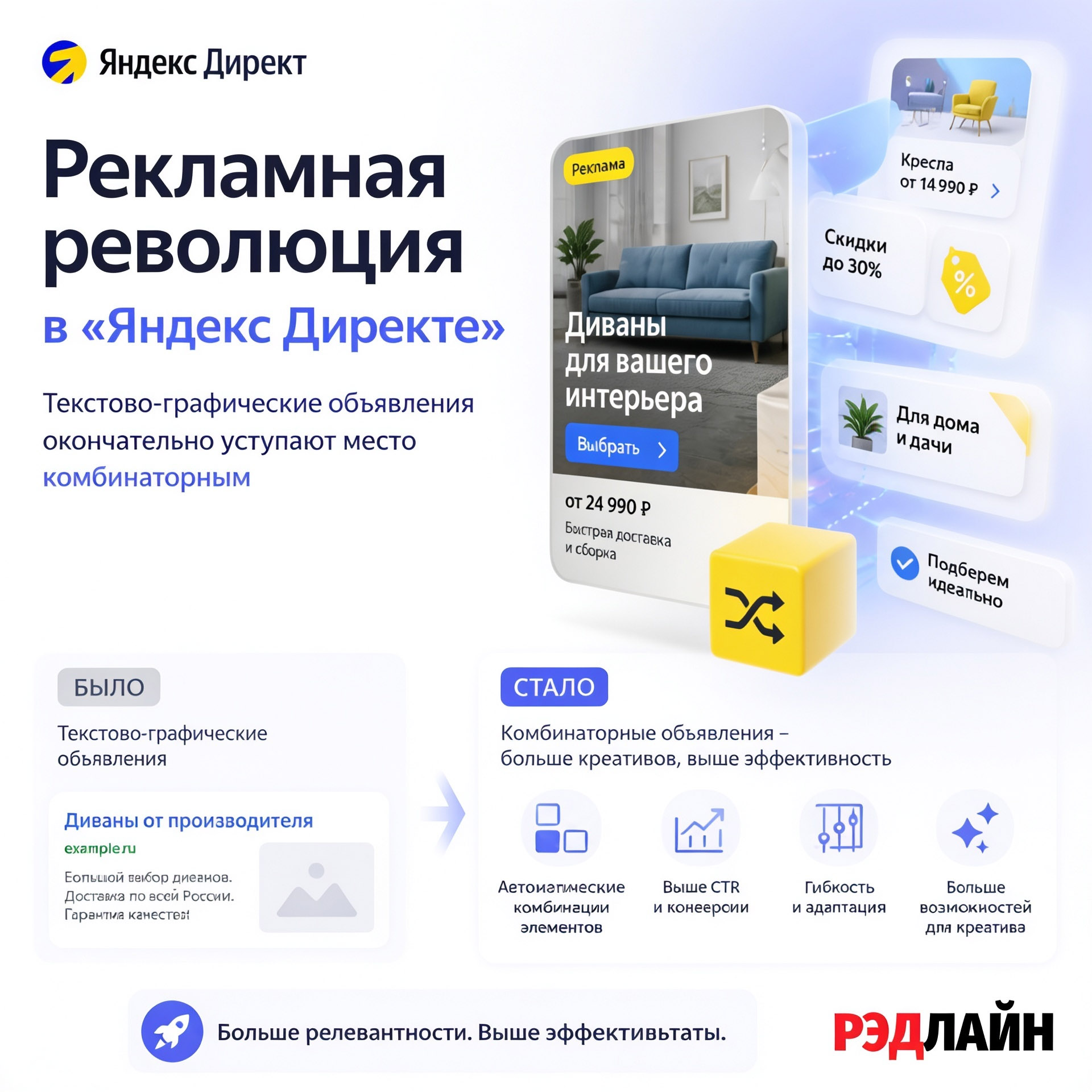 Рекламная революция в «Яндекс Директе»: с 14 июля текстово-графические объявления окончательно уступают место комбинаторным