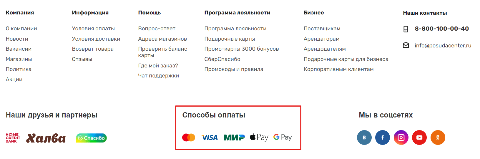 Особенности оформления подвала сайта