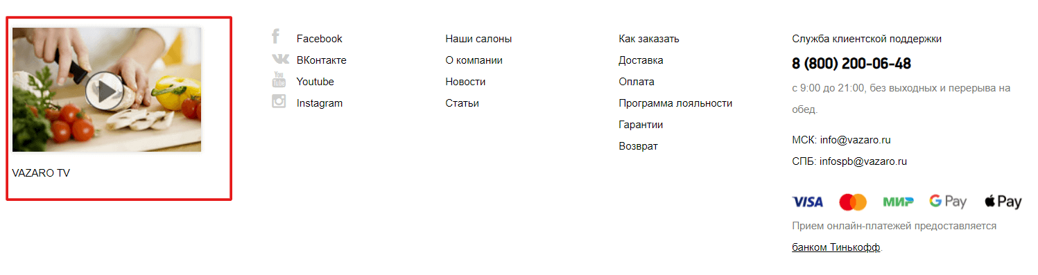 Особенности оформления подвала сайта