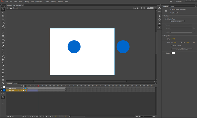 Интерфейс Animate CC