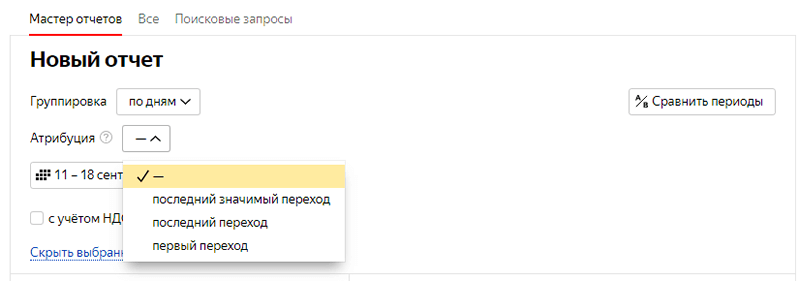 Выбор модели атрибуции