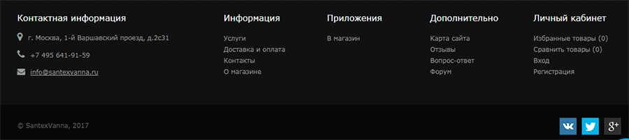 Подвал для грамотной навигации по сайту