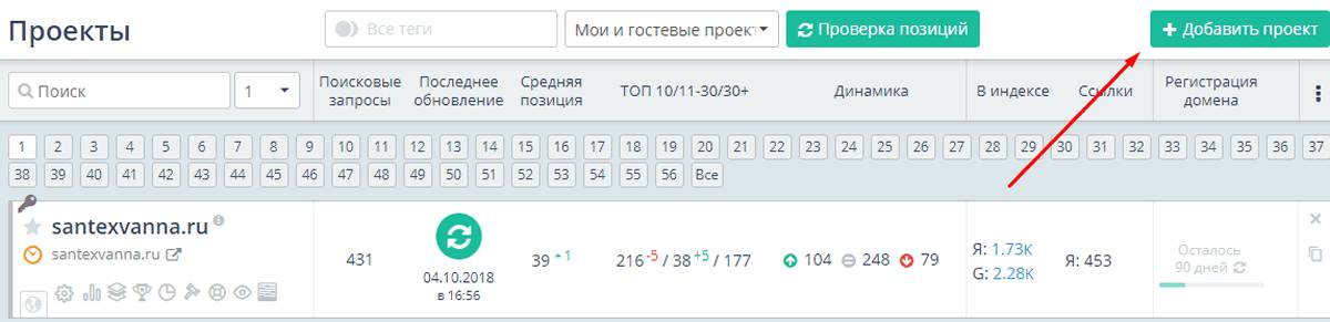 Создание проекта на Топвизор