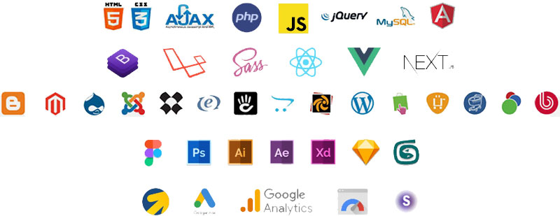 работаем с любыми современными технологиями и всеми популярными CMS